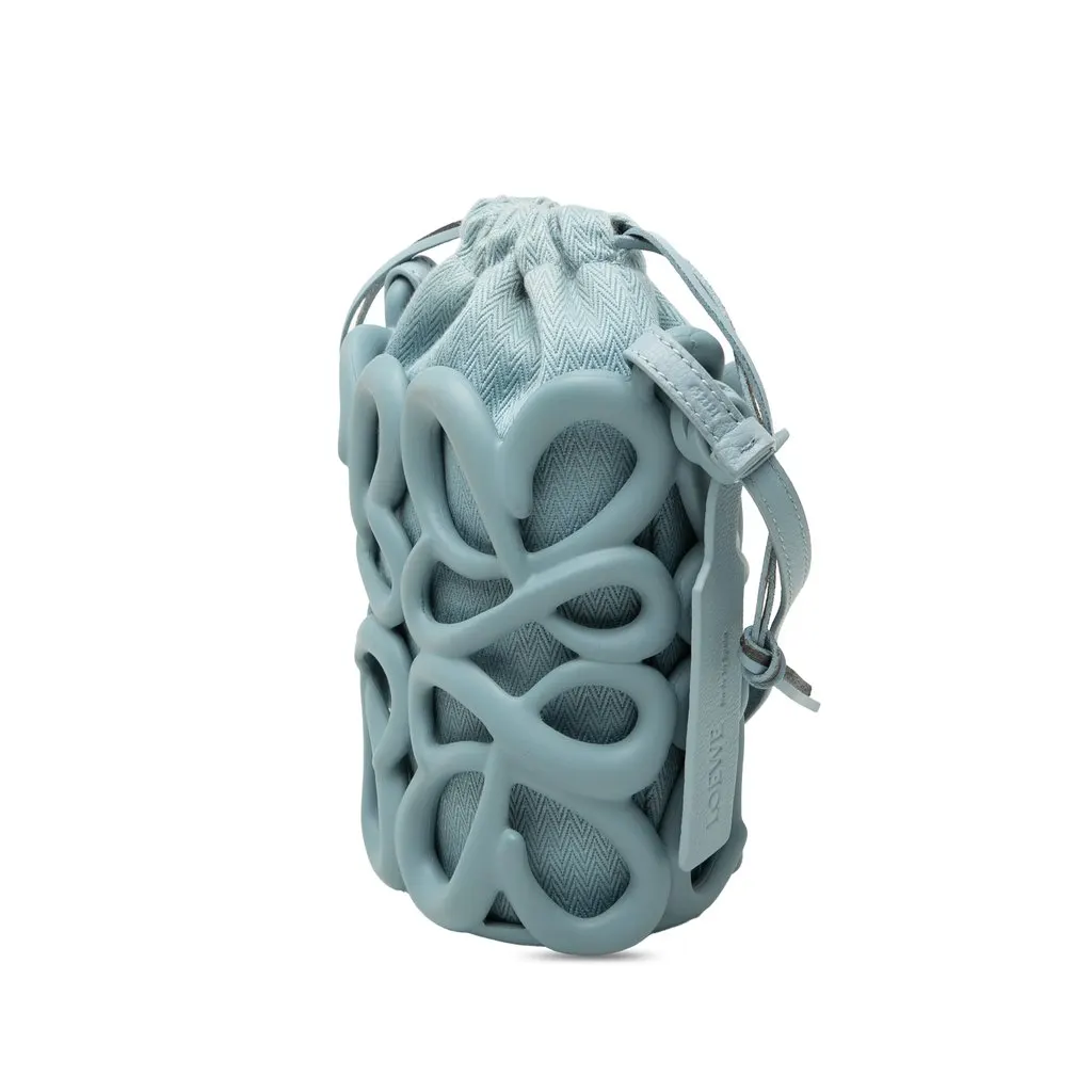 Loewe Anagram Inflated Cutout Rubber and Canvas Pocket Bucket Bag Blue Very good - Back View