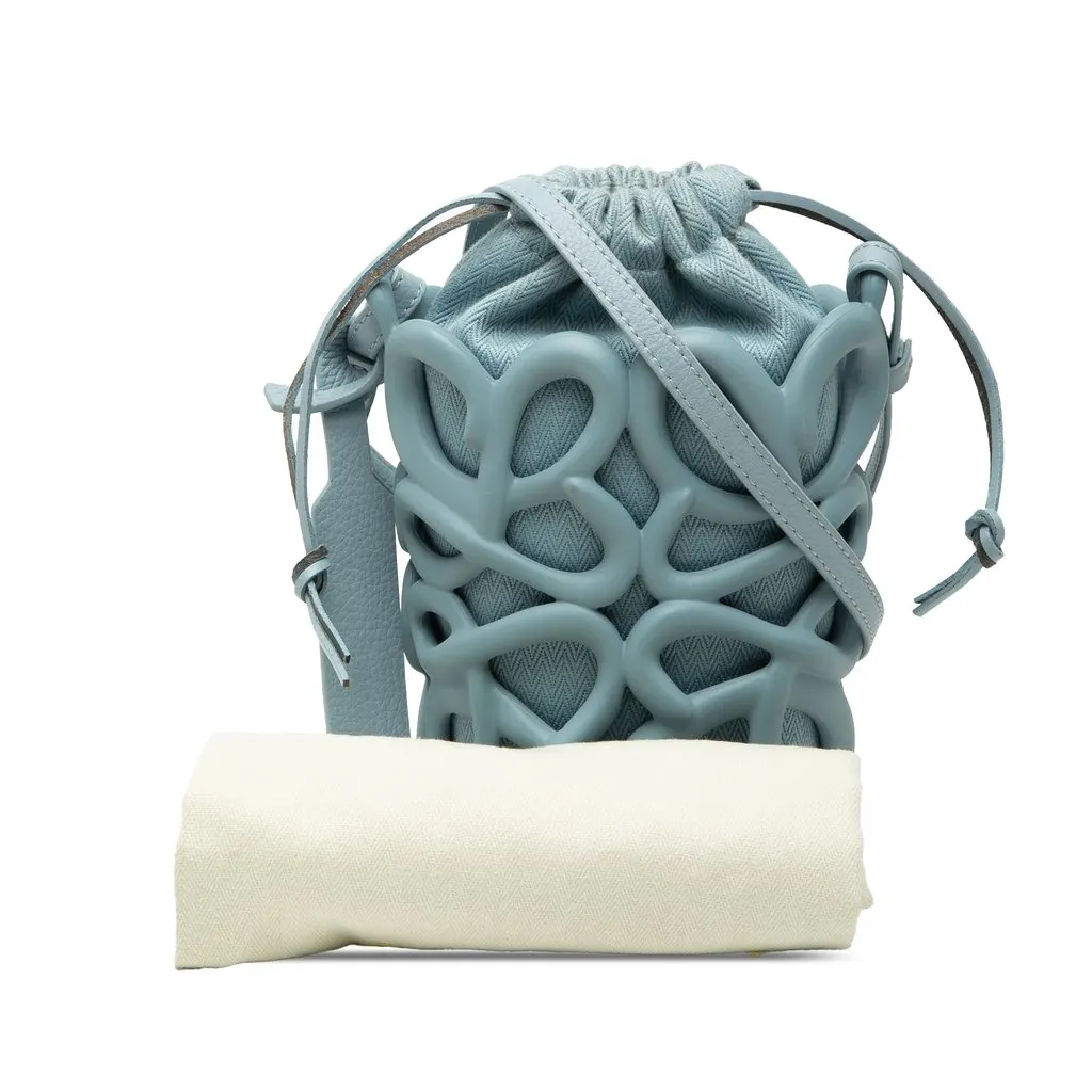 Loewe Anagram Inflated Cutout Rubber and Canvas Pocket Bucket Bag Blue Very good - Box View
