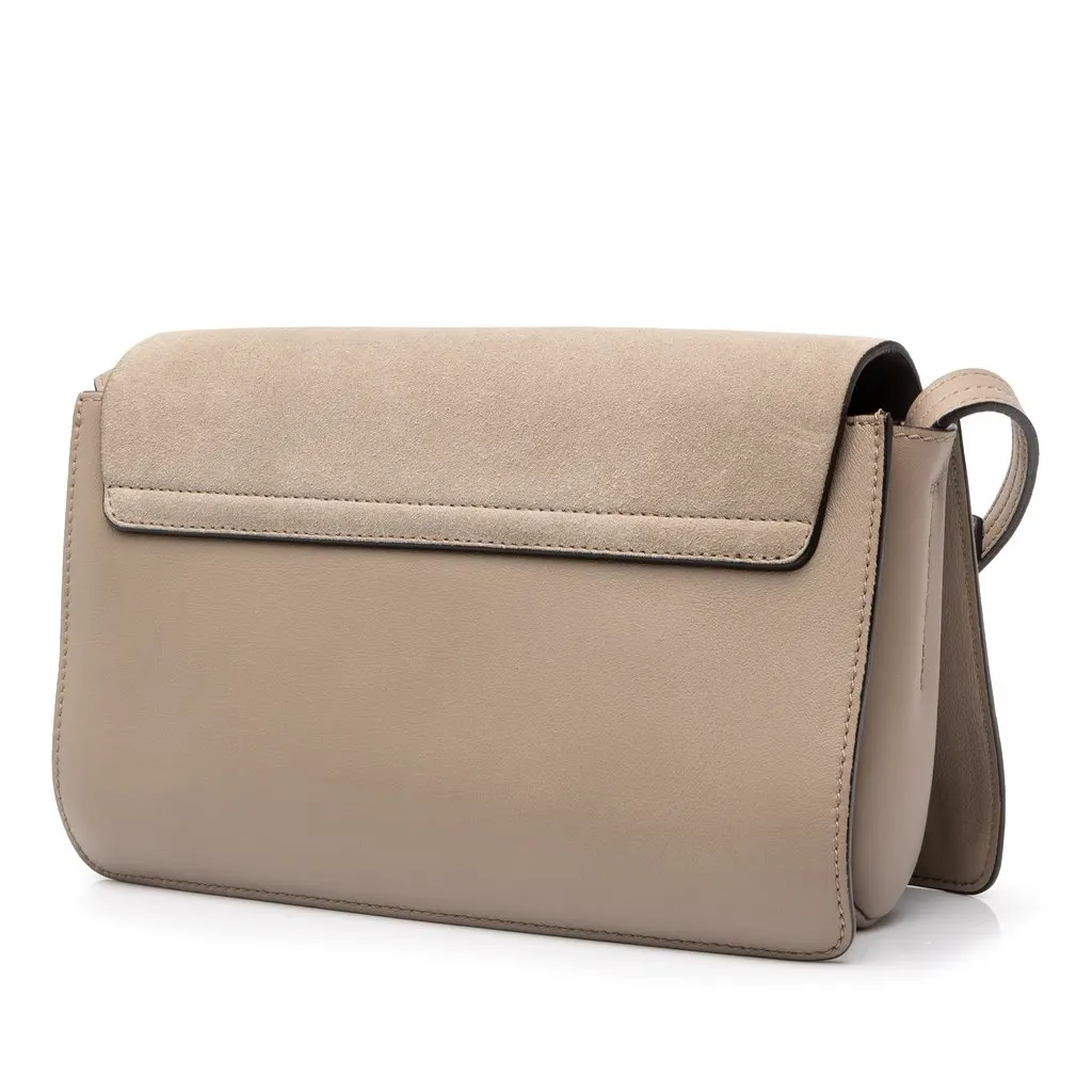 Chloé Small Suede and Calfskin Faye Crossbody Brown Leather Very good - Back View
