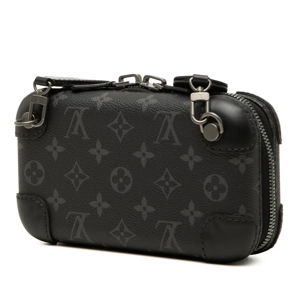 LOUIS VUITTON LVパドロック 黒 17 Louis Vuitton Monogram Eclipse Horizon Clutch Black Small