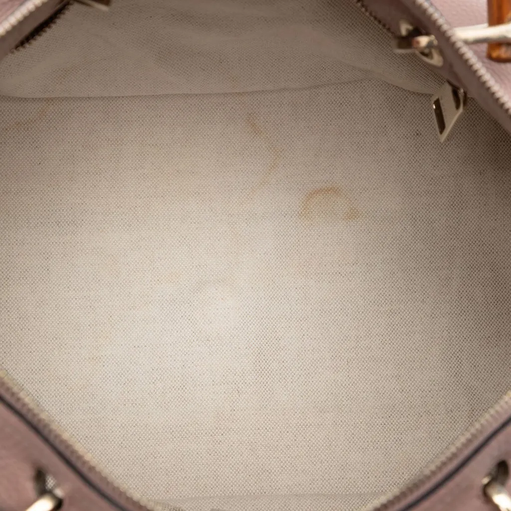 Gucci Medium Calfskin Bamboo Shopper Boston Bag Brown Leather Very good - Model View