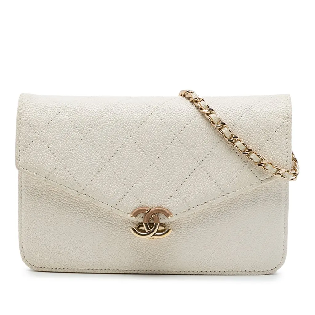 Chanel Paris Cuba Quilted Caviar Thread Around Wallet On Chain