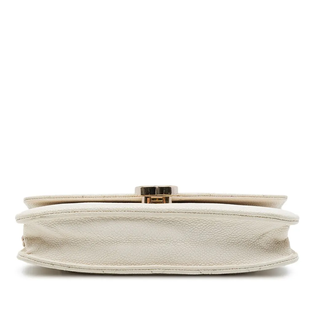 Chanel Paris Cuba Quilted Caviar Thread Around Wallet On Chain White Leather Very good - Inside View