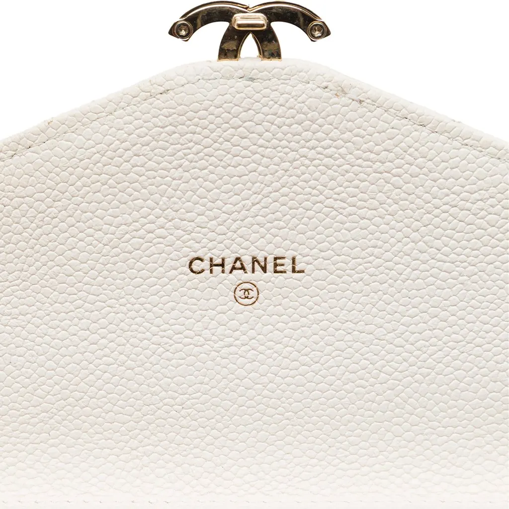 Chanel Paris Cuba Quilted Caviar Thread Around Wallet On Chain White Leather Very good - Box View