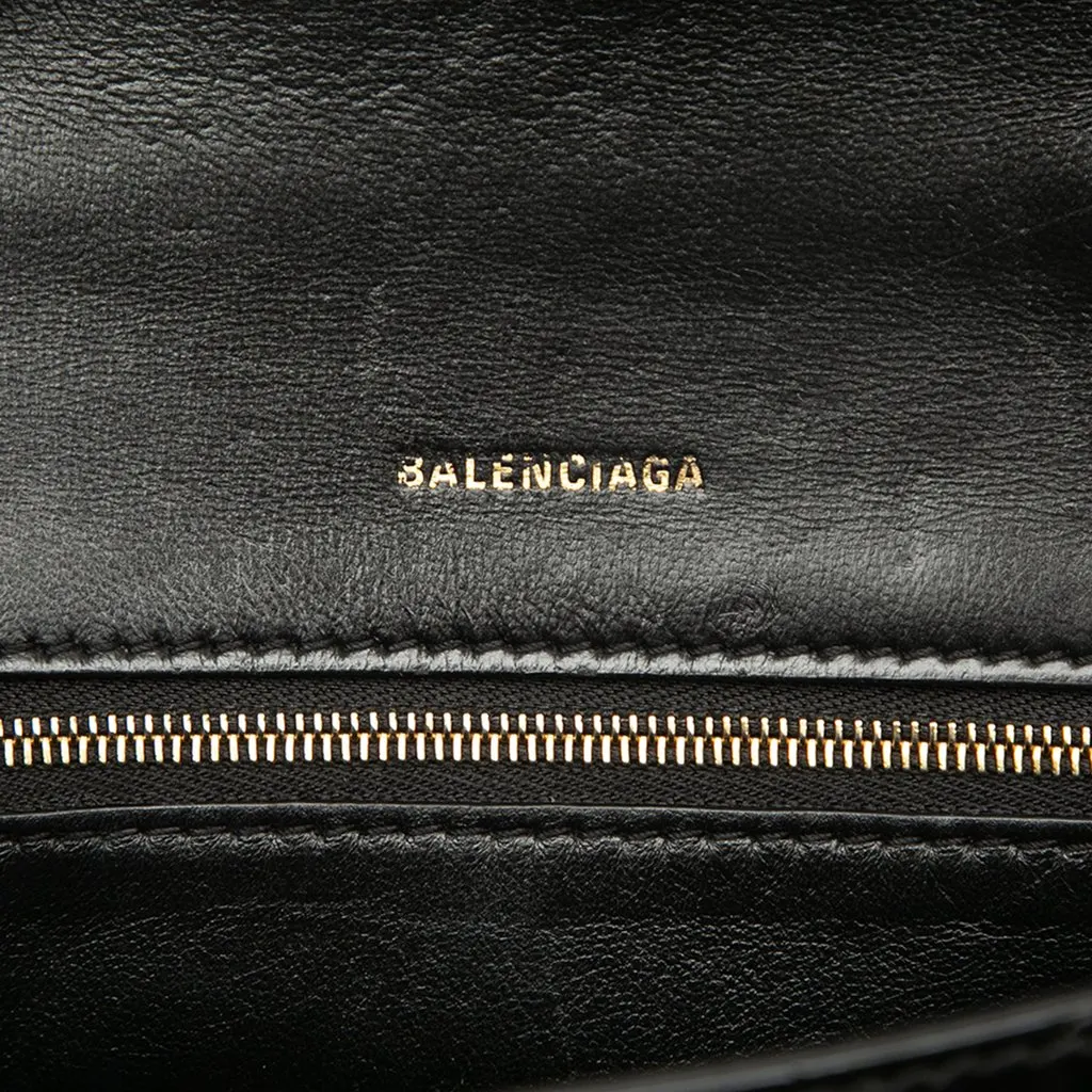 Balenciaga Small Croc Embossed Leather Hourglass Top Handle Bag Black Leather Good - Box View