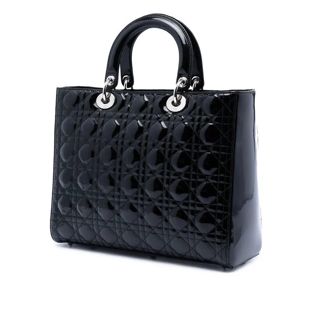 Dior Large Patent Cannage Lady Dior Black Leather Very good - Back View