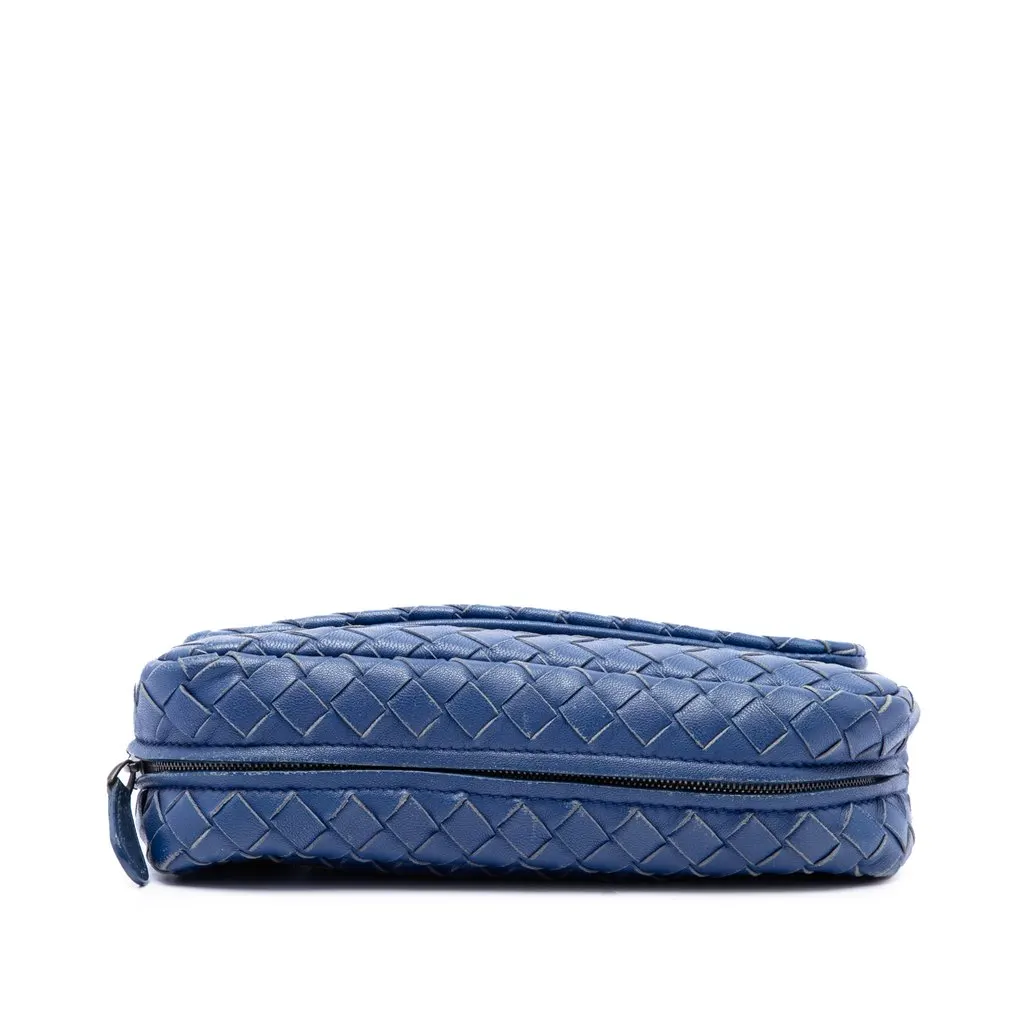 Bottega Veneta Mini Nappa Intrecciato Expandable Chain Flap Crossbody Blue Leather Very good - Inside View