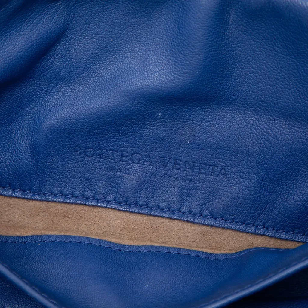 Bottega Veneta Mini Nappa Intrecciato Expandable Chain Flap Crossbody Blue Leather Very good - Box View
