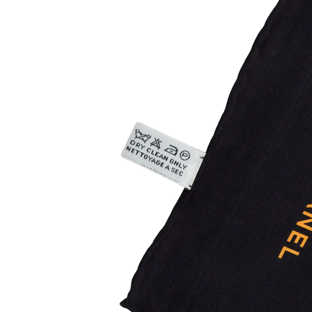 Chanel Pearl Printed Silk Scarf Black Silk Very good - Model View