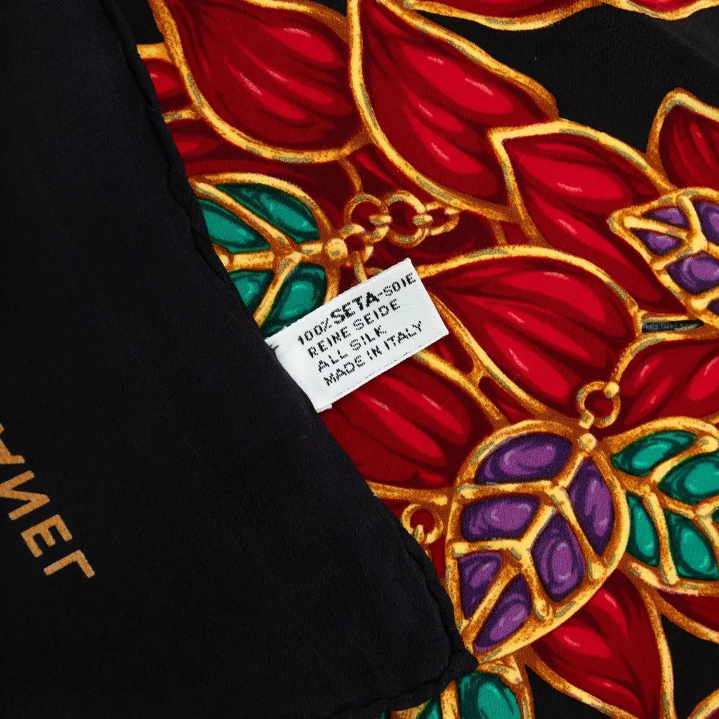 Chanel Pearl Printed Silk Scarf Black Silk Very good - Box View