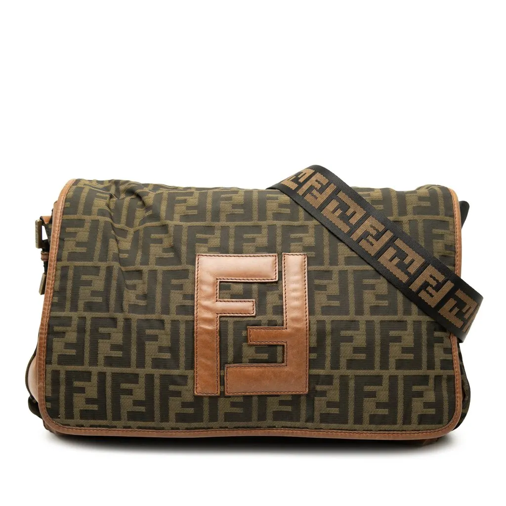 Fendi Zucca Canvas FF Messenger Bag Brown Canvas Very good - Front View
