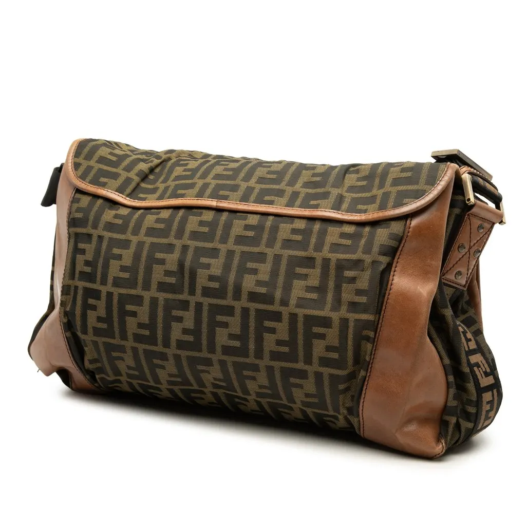 Fendi Zucca Canvas FF Messenger Bag Brown Canvas Very good - Back View