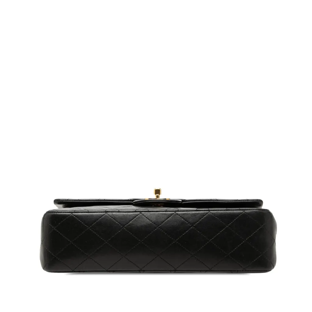 Chanel Medium Classic Lambskin Double Flap Black Leather Good - Inside View