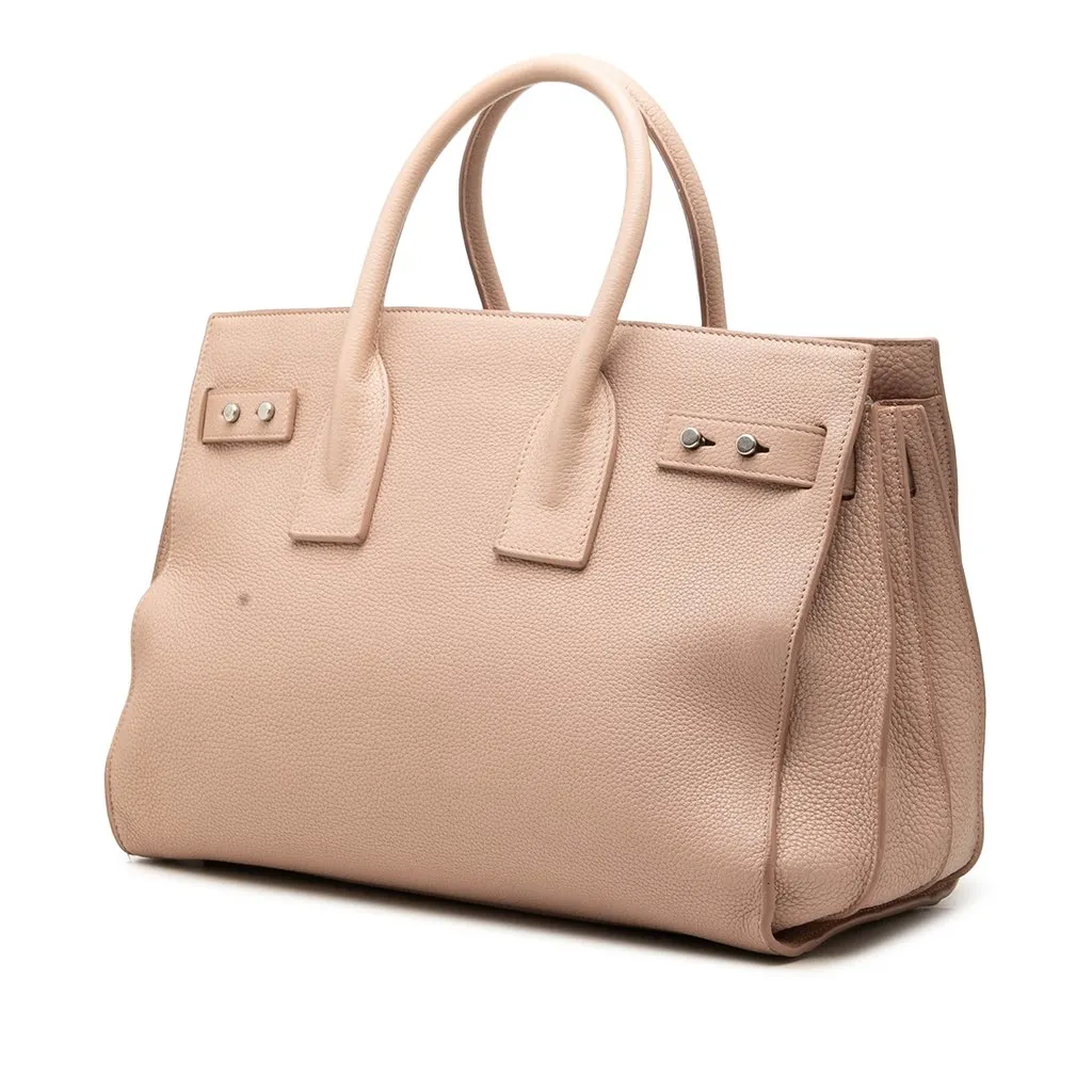 Saint Laurent Small Grained Calfskin Supple Sac De Jour Satchel Brown Leather Very good - Back View