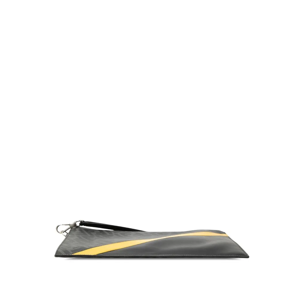Fendi Zucca Coated Canvas Diagonal Clutch Black Canvas Very good - Inside View