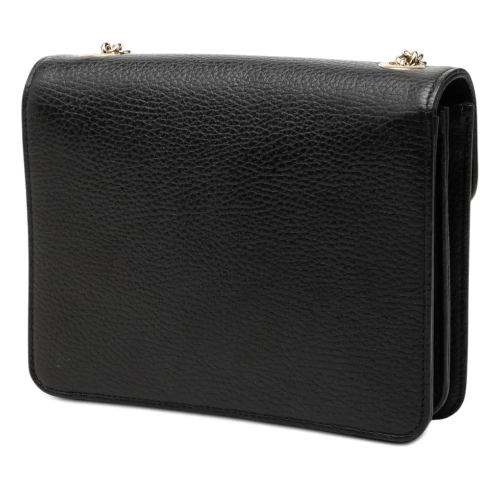 Gucci Small Dollar Calfskin Interlocking G Crossbody Black Leather Very good - Back View