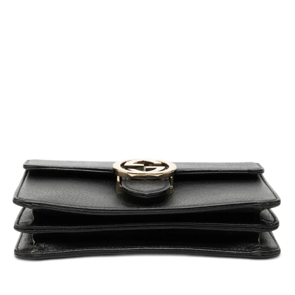 Gucci Small Dollar Calfskin Interlocking G Crossbody Black Leather Very good - Inside View