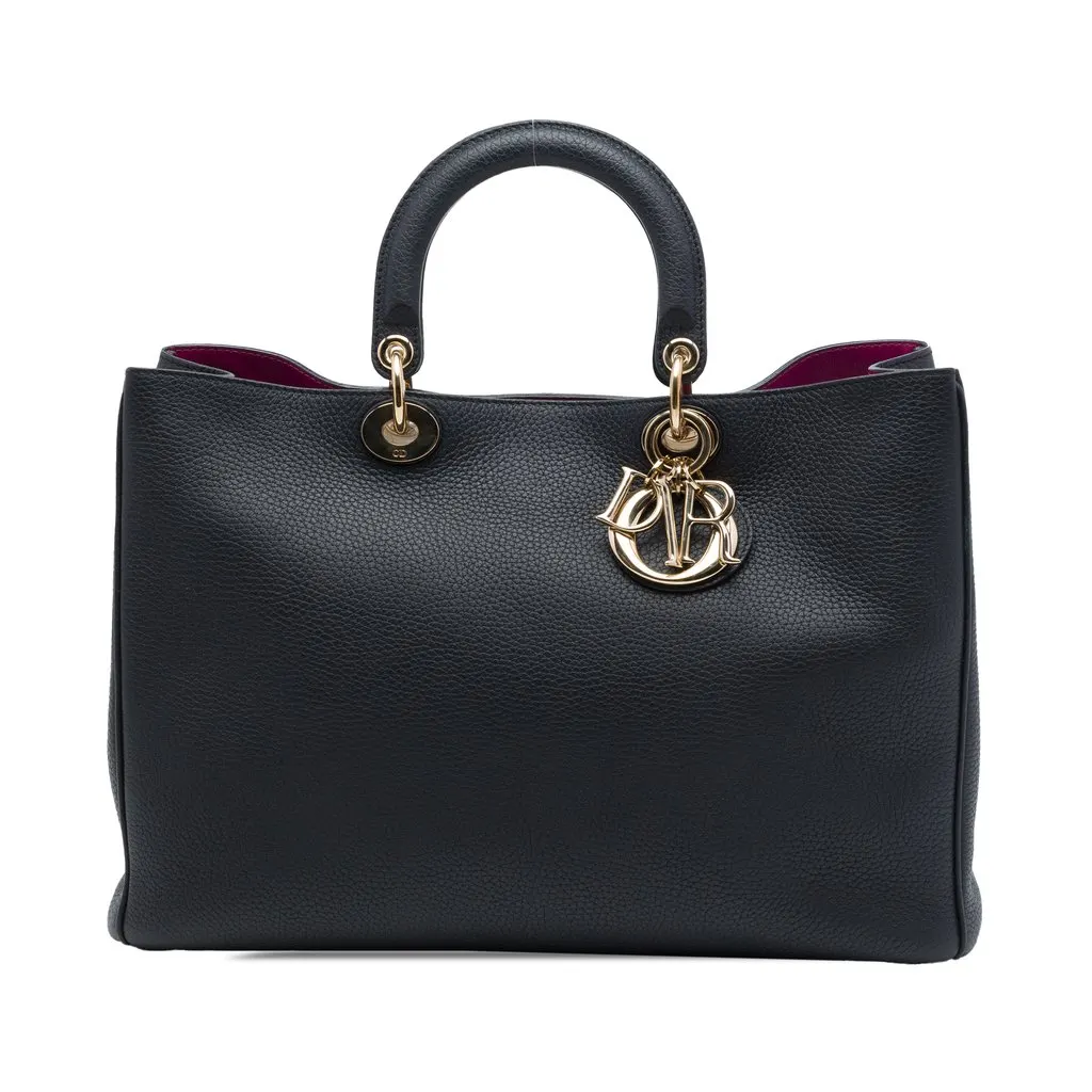 Dior كبيرة Pebbled جلد العجل Diorissimo حقيبة ساتشيل