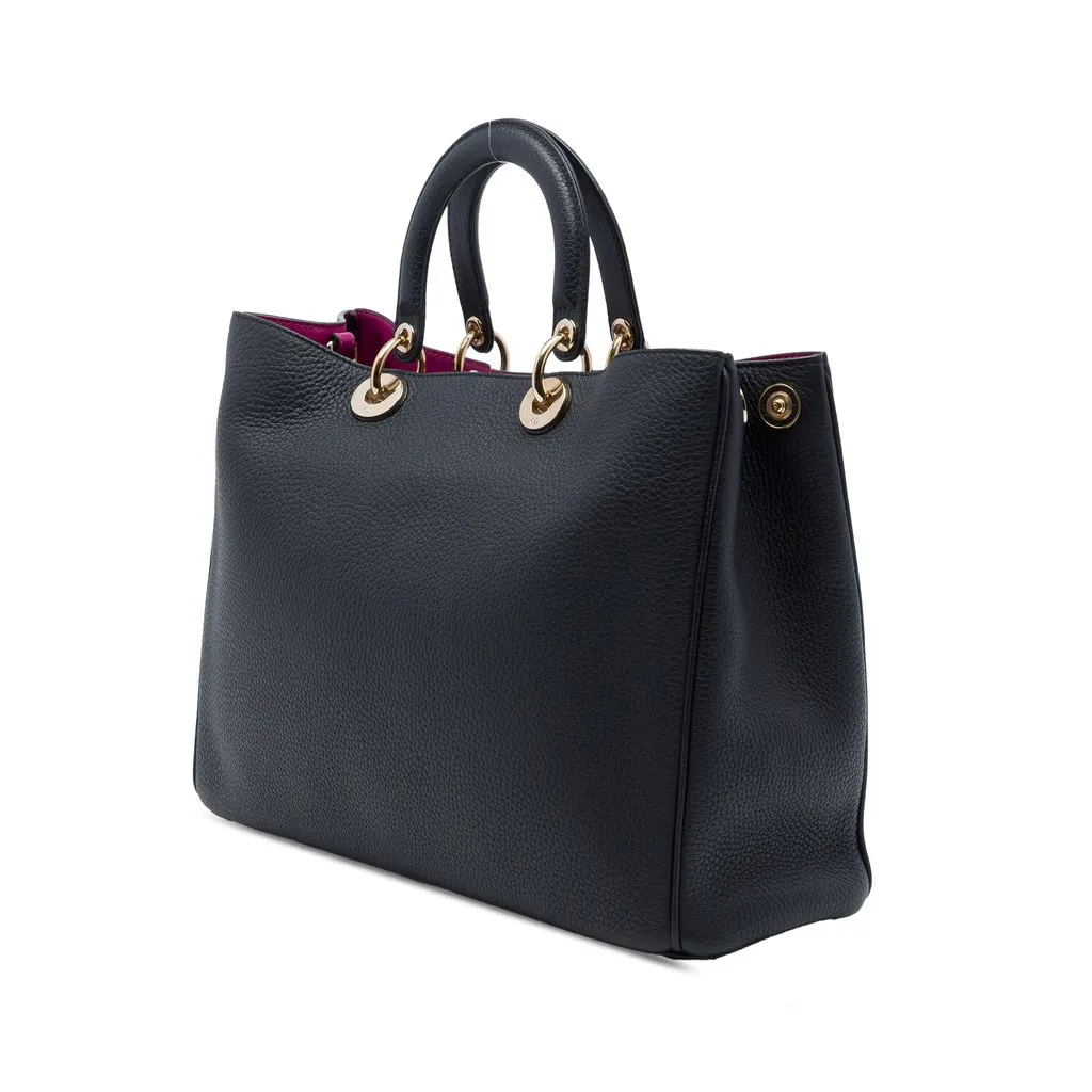Dior Large Pebbled Calfskin Diorissimo Satchel Black Leather Very good - Back View