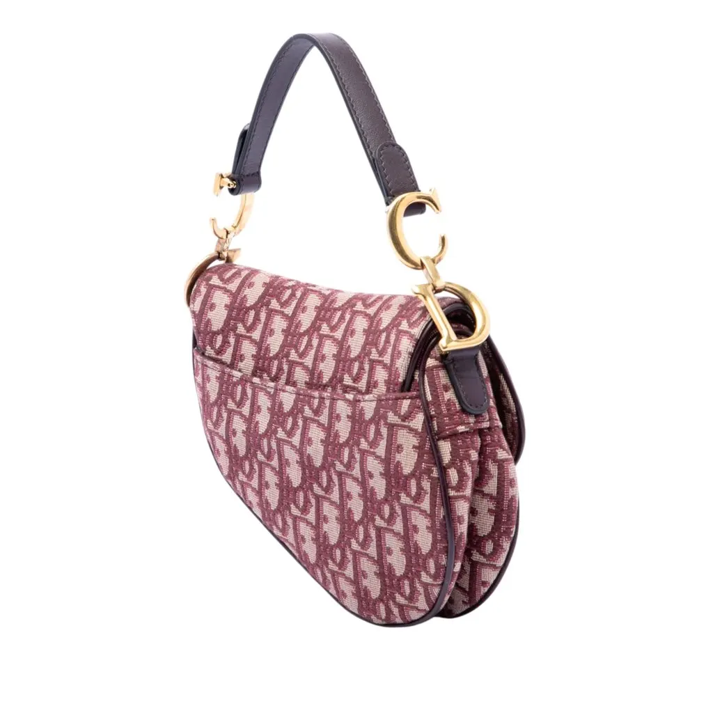 Dior Mini Oblique Canvas Saddle Bag Red Very good - Back View
