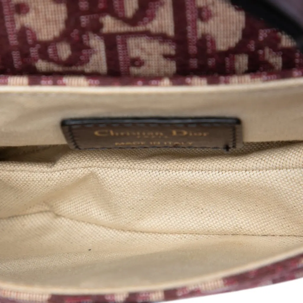 Dior Mini Oblique Canvas Saddle Bag Red Very good - Model View