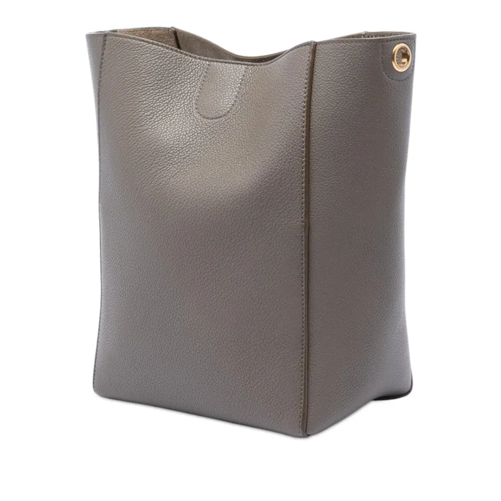 Celine Small Soft Grained Calfskin Seau Sangle Bucket Bag Brown Leather Very good - Back View