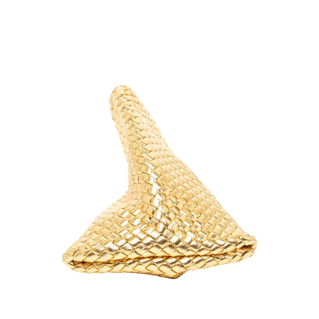 Bottega Veneta Metallic Nappa Intrecciato Padded Crisscross Clutch Gold Leather Good - Inside View
