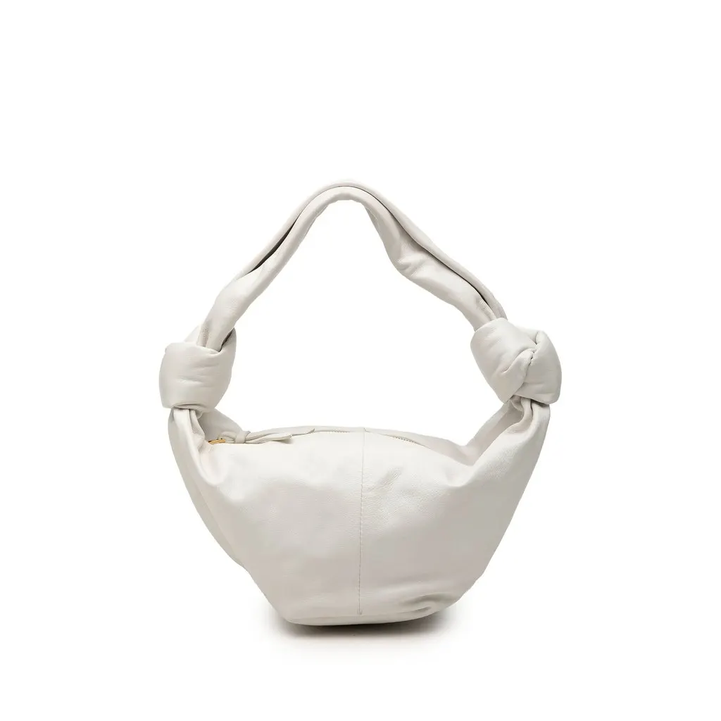 Bottega Veneta Mini Calfskin Double Knot Bag White Leather Very good - Front View