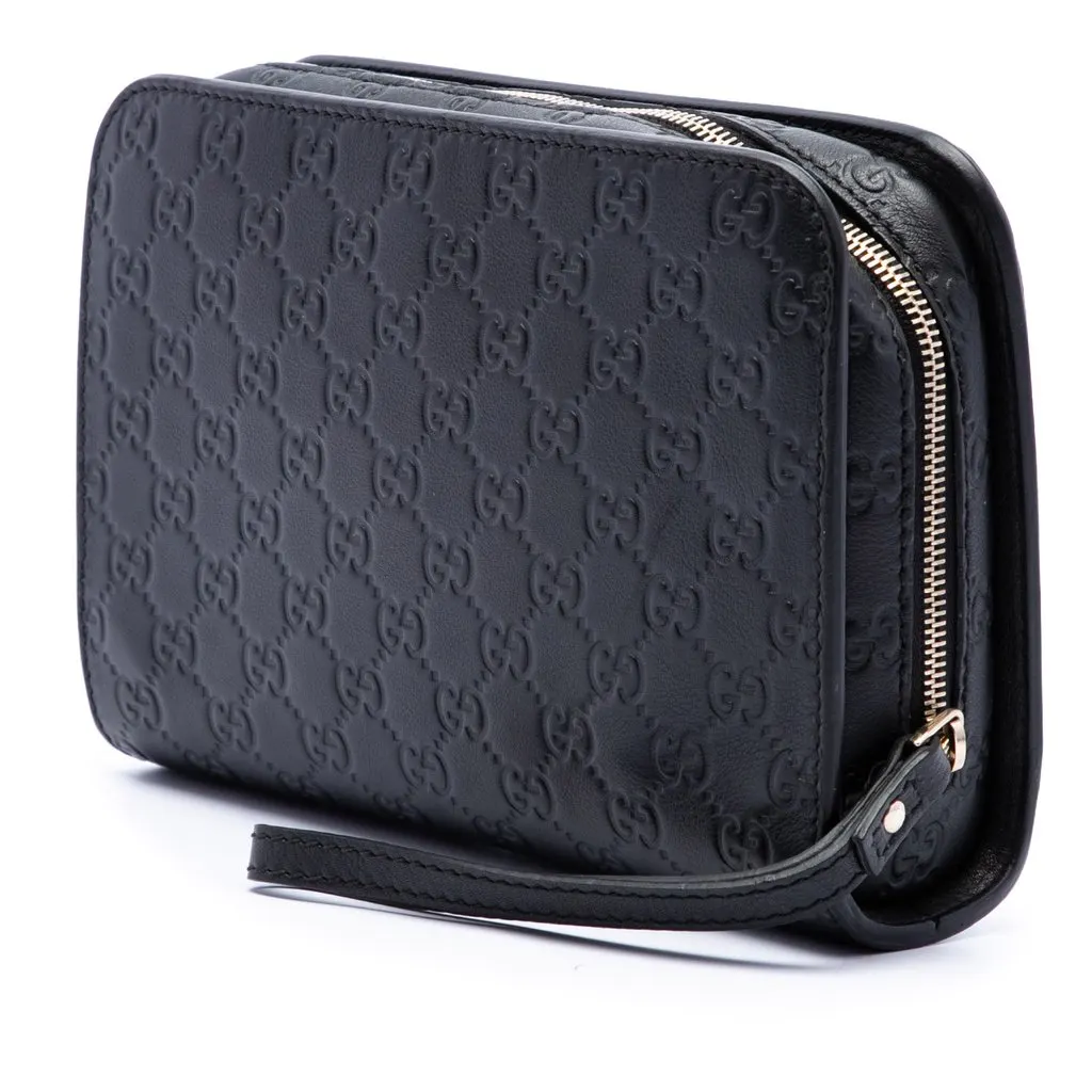 Gucci Guccissima Clutch Black Leather Very good - Back View