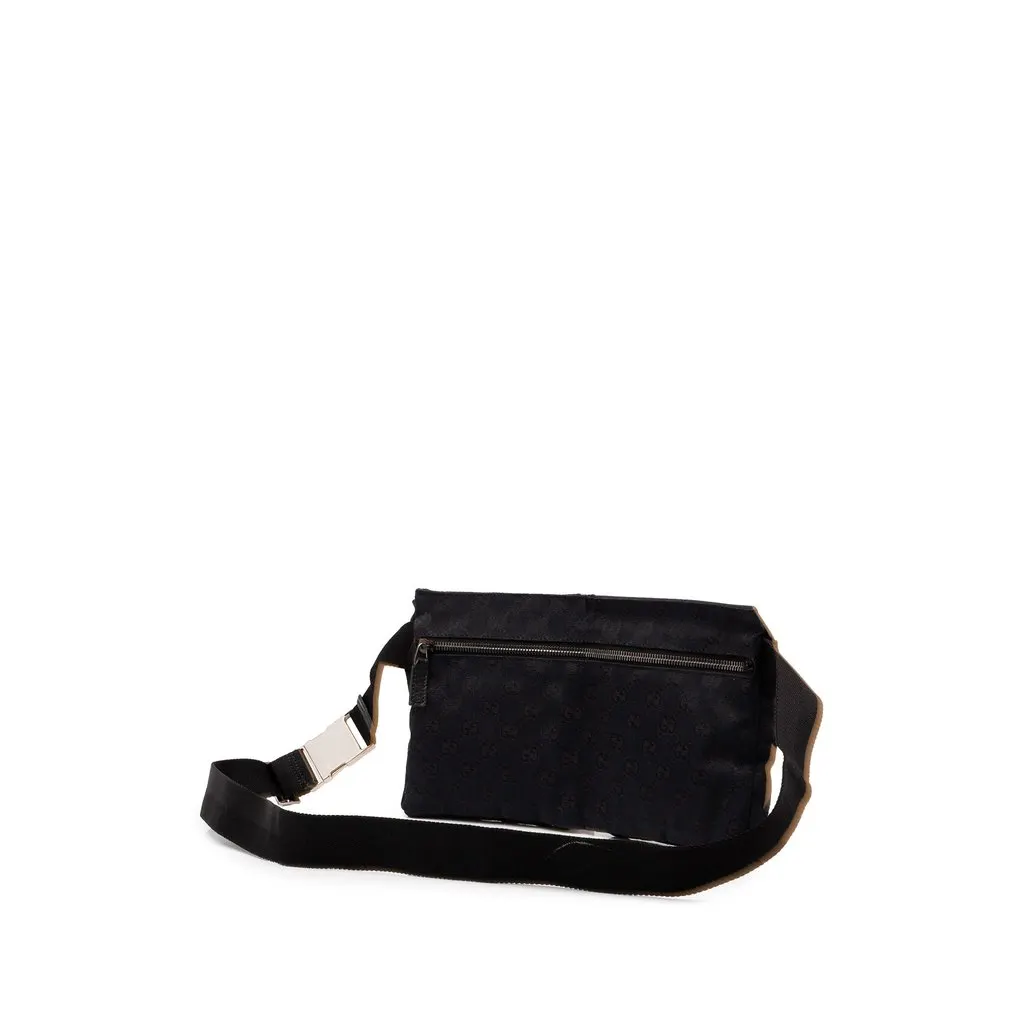 Gucci GG Canvas Double Pocket Belt Bag Black Canvas Very good - Back View