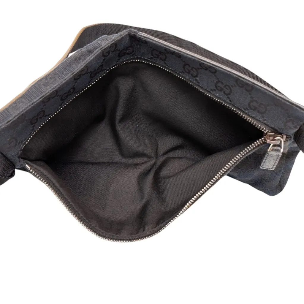 Gucci GG Canvas Double Pocket Belt Bag Black Canvas Very good - Model View