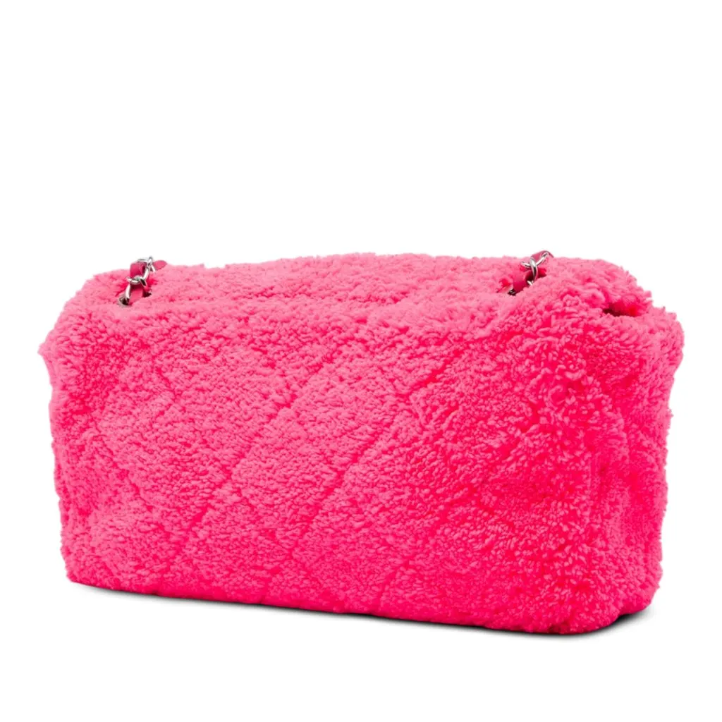 Chanel Medium Quilted Terry Cloth Coco Beach Flap Pink Very good - Back View