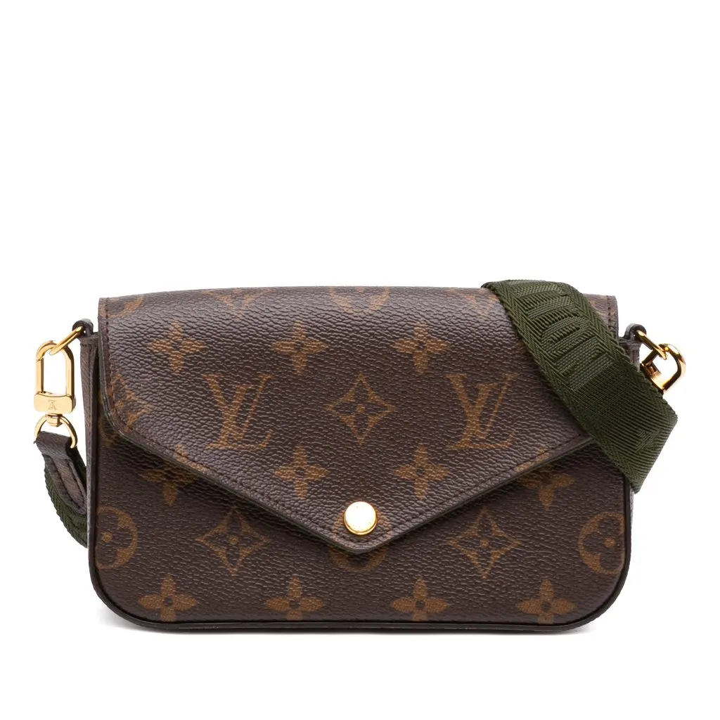 Louis Vuitton Monogram Felicie Strap And Go Brown Canvas Good - Front View