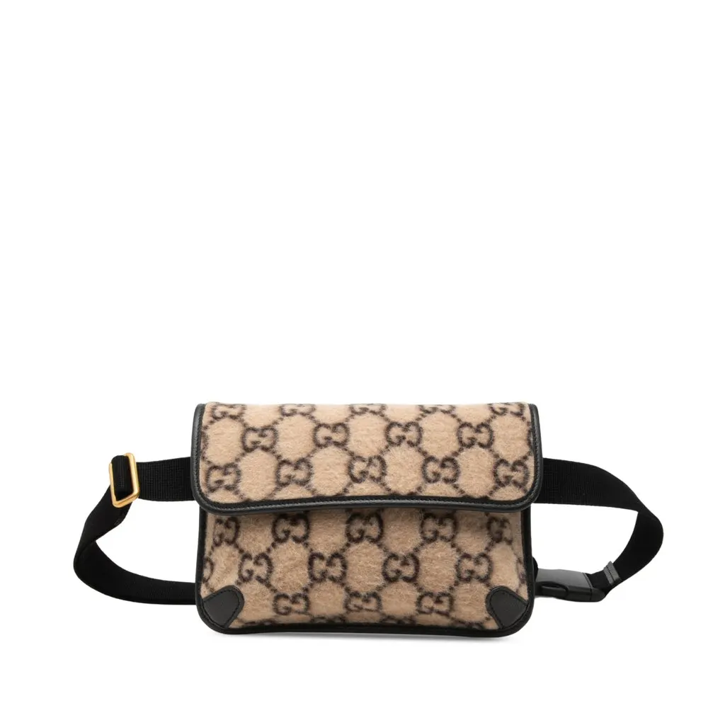 Gucci GG Wool Slim Belt Bag Beige Wool Very good - Front View