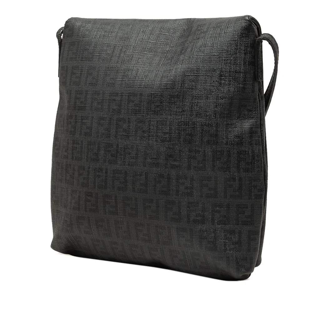 Fendi Zucchino Spalmati Crossbody Black Canvas Good - Back View