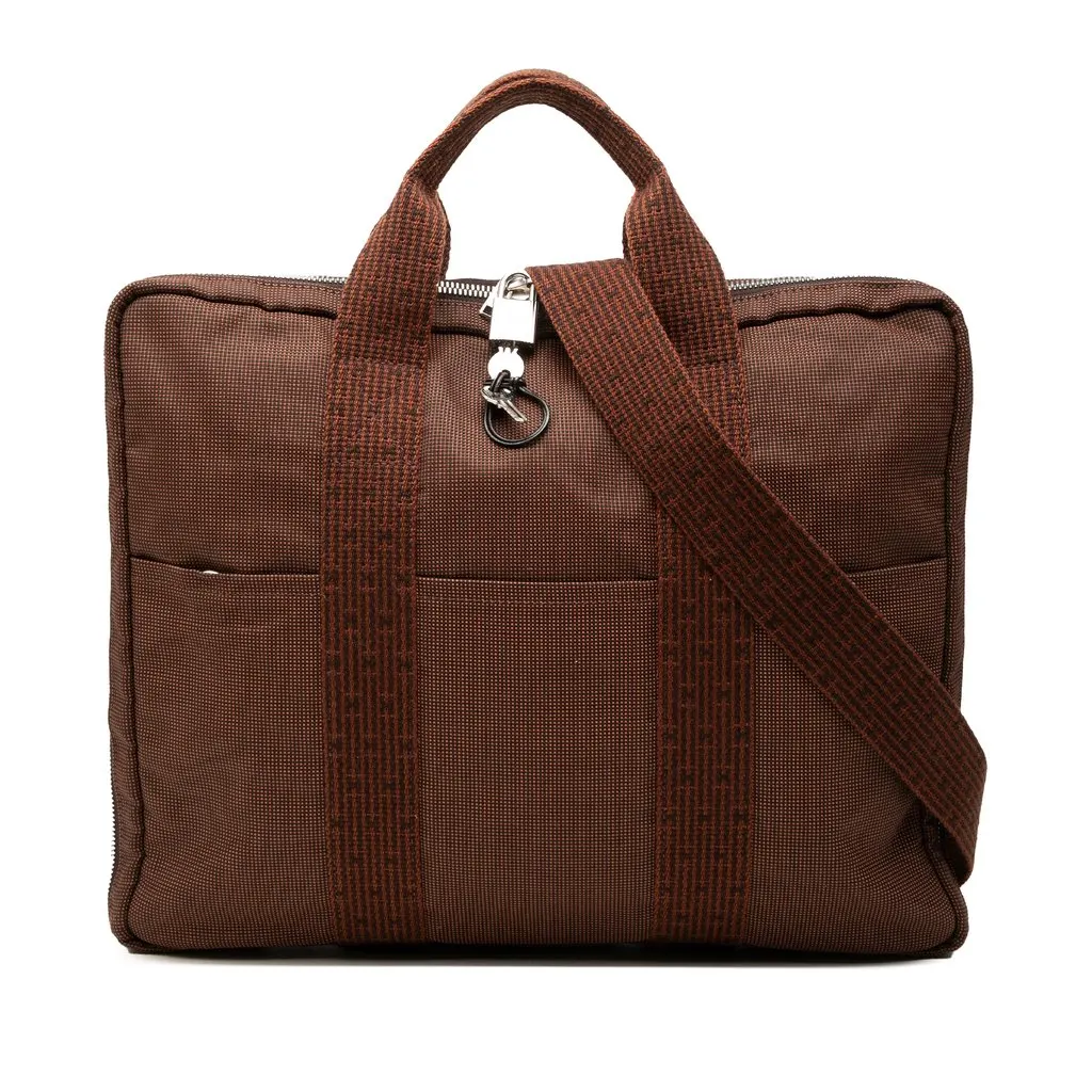 Hermès Canvas Herline Porte Documents Brown Very good - Front View