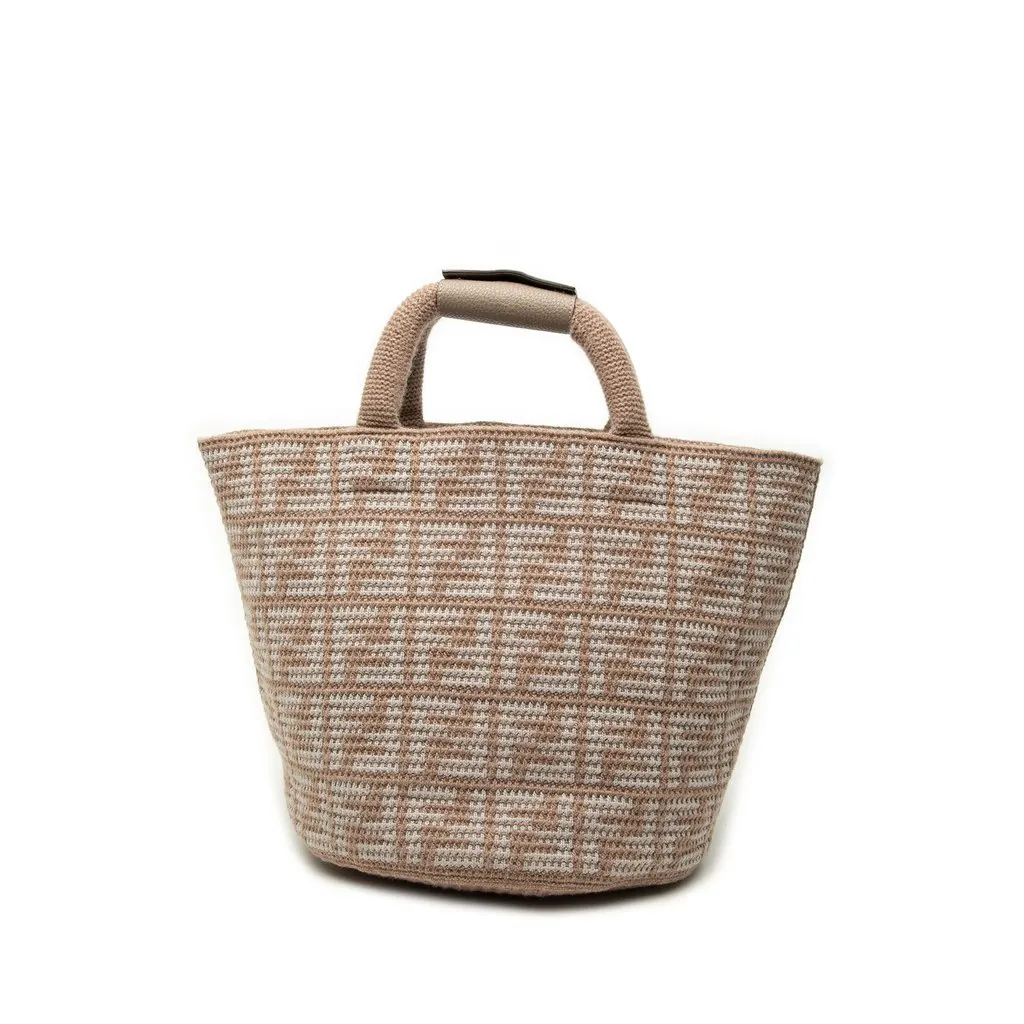 Fendi Zucca Cashmere Shopper Tote Beige Very good - Front View