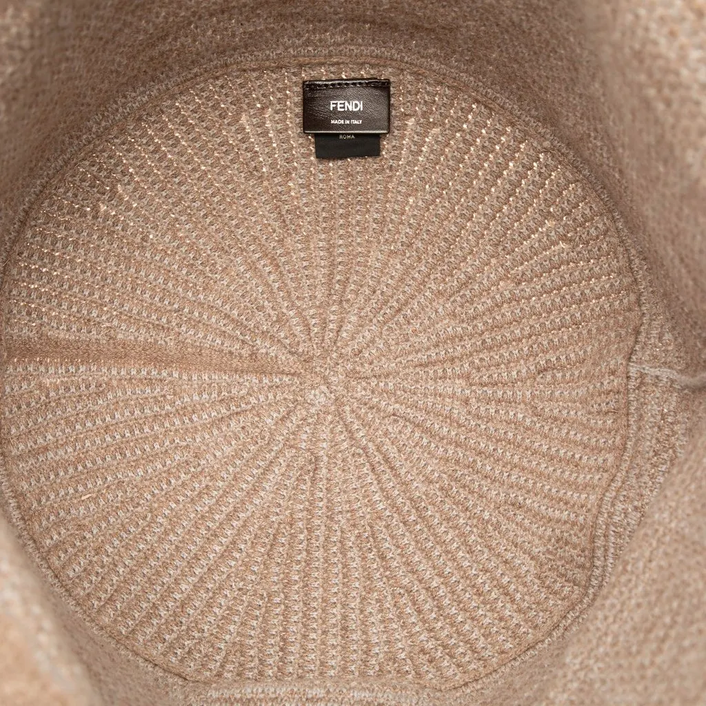 Fendi Zucca Cashmere Shopper Tote Beige Very good - Model View