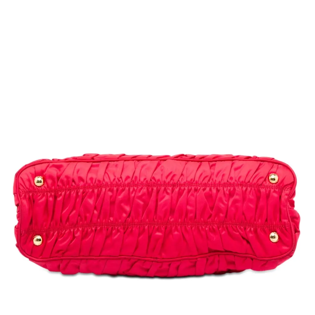 Prada Tessuto Gaufre Frame Satchel Red Very good - Inside View