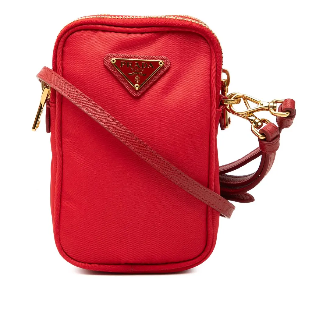 Prada Tessuto Double Zip Phone Case Red Very good - Front View