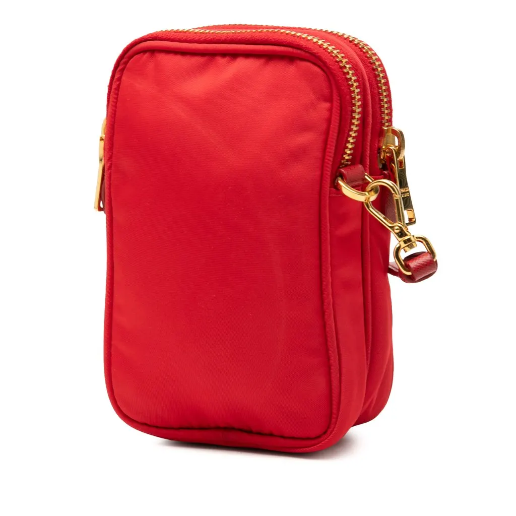 Prada Tessuto Double Zip Phone Case Red Very good - Back View