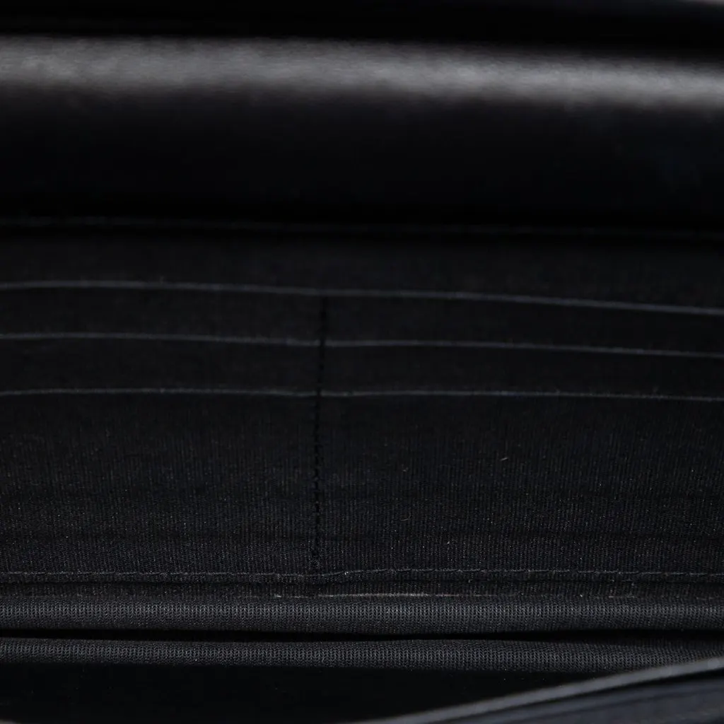 Chanel Quilted Lambskin Boy Wallet On Chain Black Leather Very good - Box View