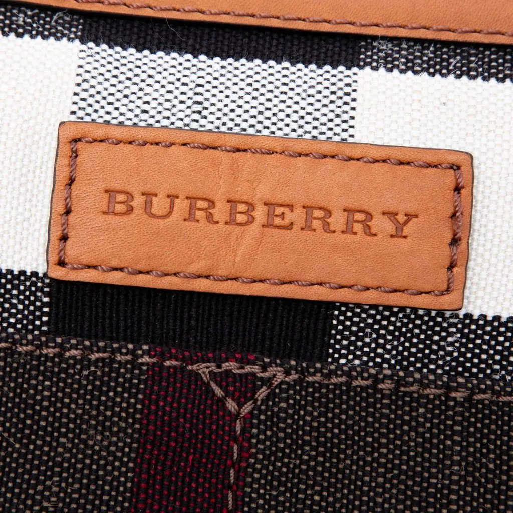 Burberry Medium Mega Check Canvas and Grained Calfskin Ashby Tassel Bucket Bag Brown Very good - Box View