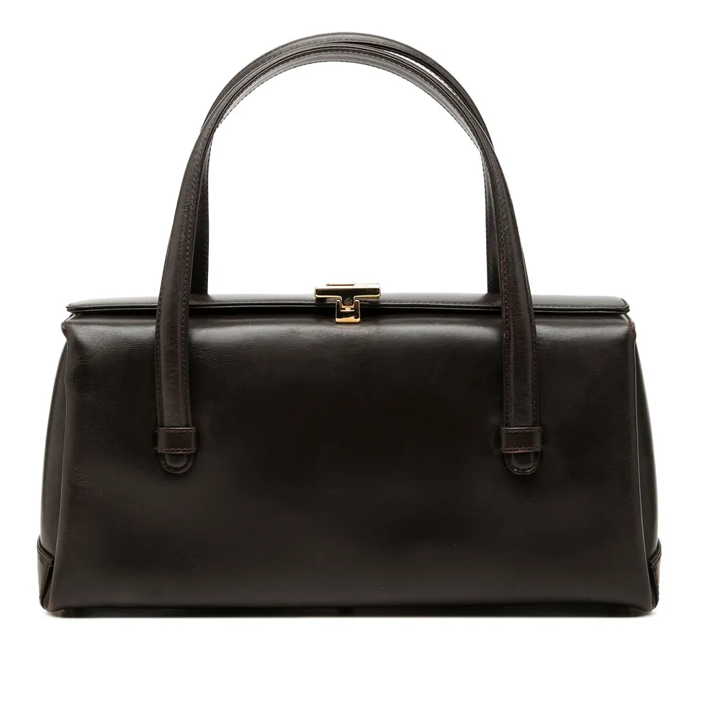 Gucci Calfskin Square G Handbag Brown Leather Good - Front View