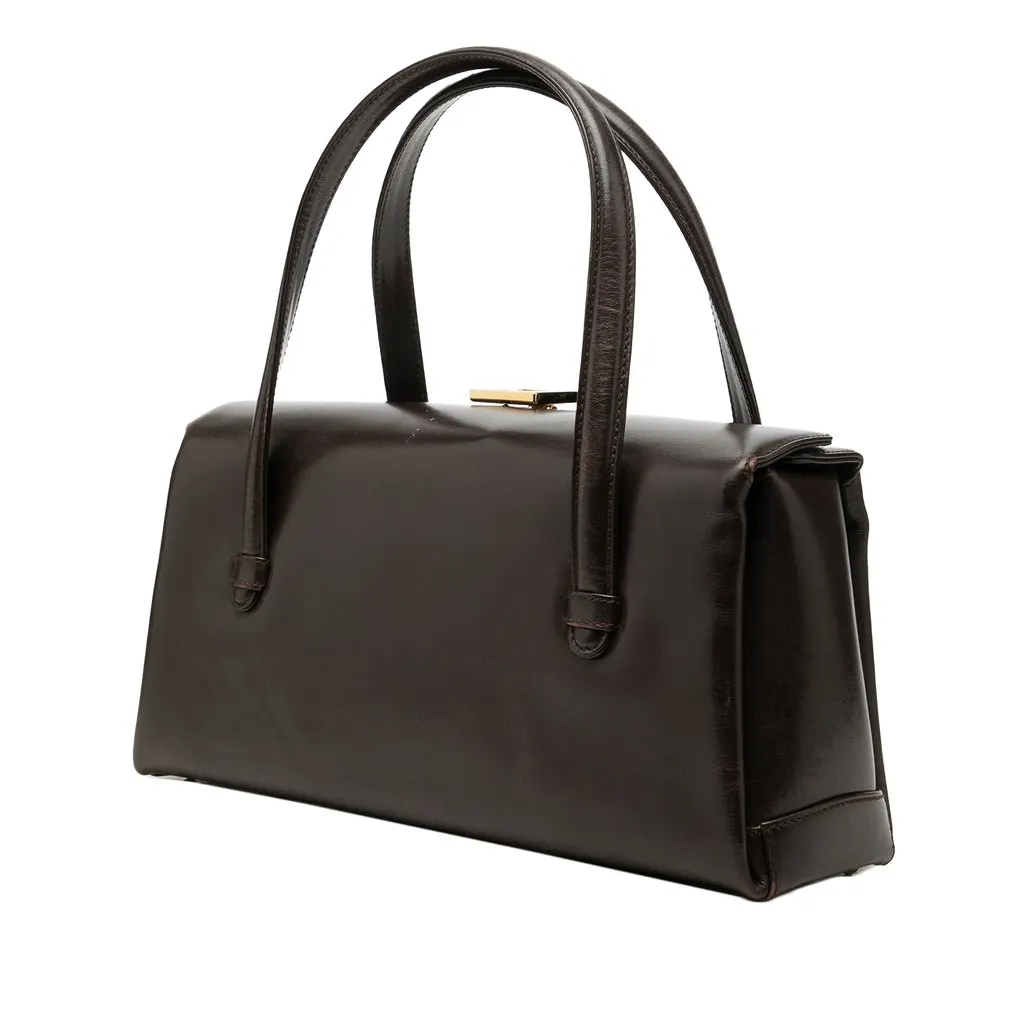 Gucci Calfskin Square G Handbag Brown Leather Good - Back View