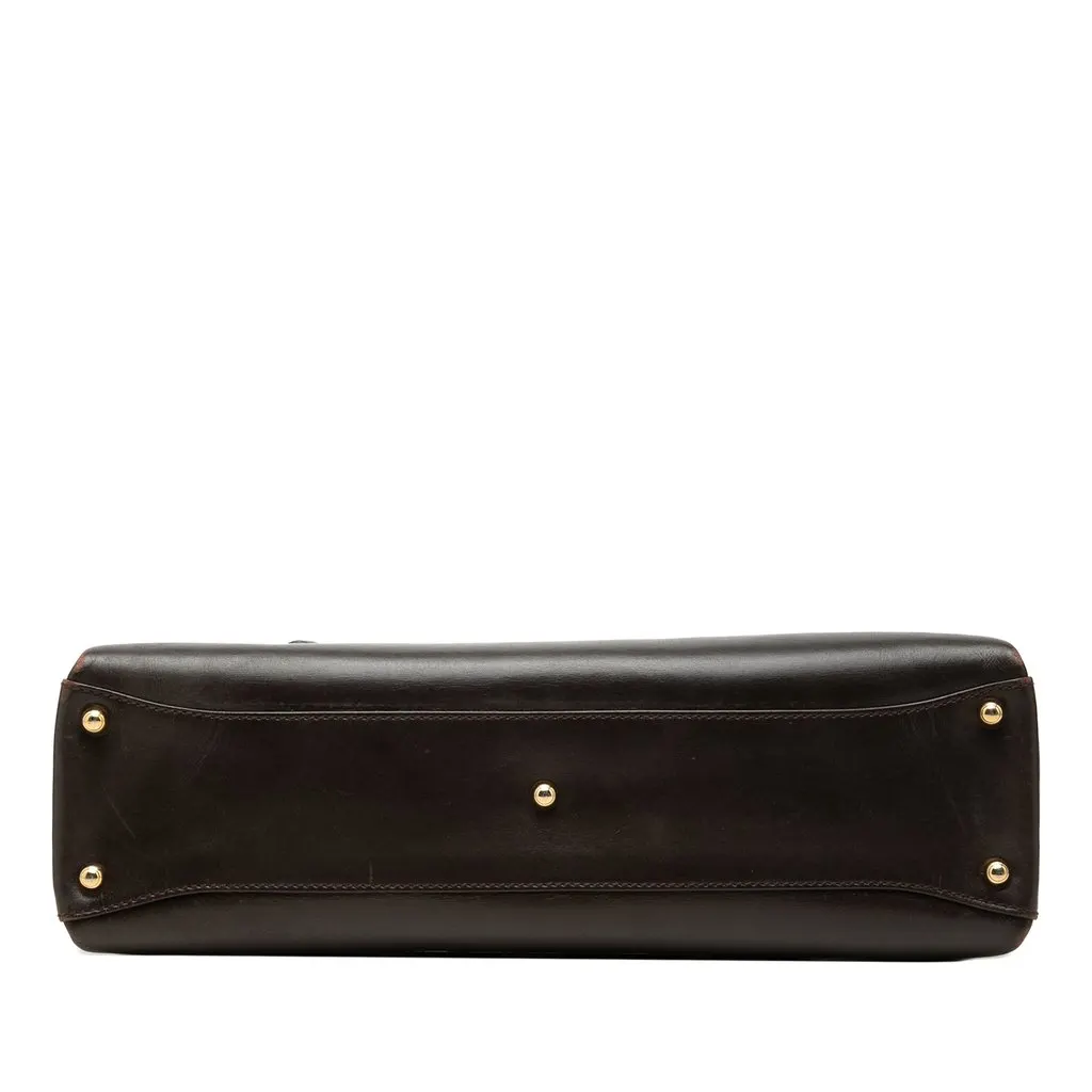 Gucci Calfskin Square G Handbag Brown Leather Good - Inside View