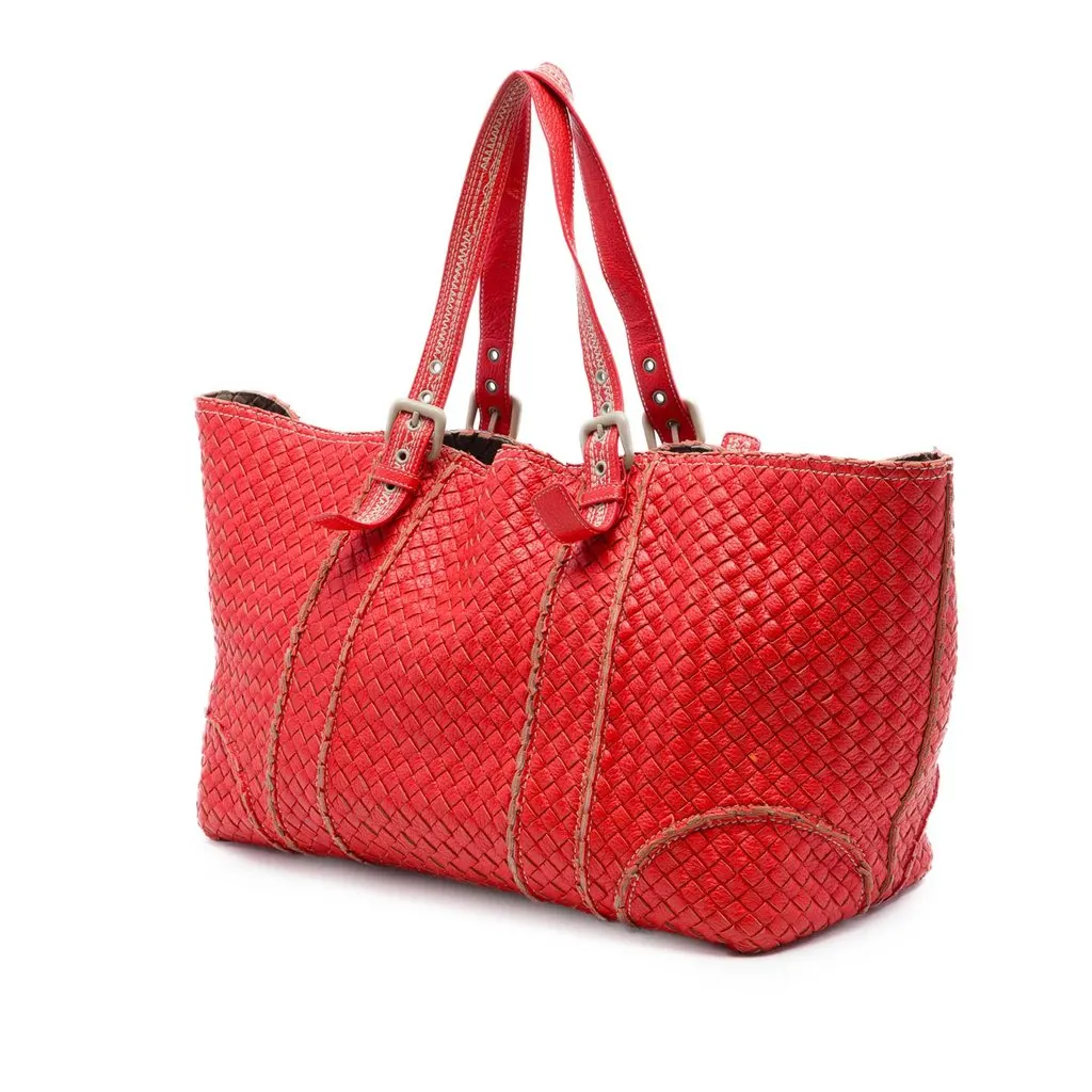 Bottega Veneta XL Nappa Intrecciato Stitch Tote Orange Leather Very good - Back View