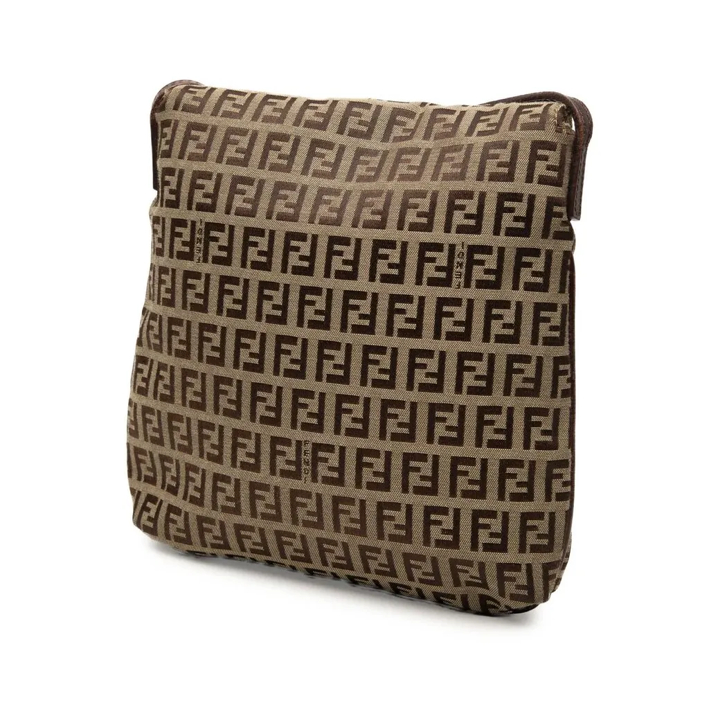 Fendi Zucchino Canvas Crossbody Brown Very good - Back View