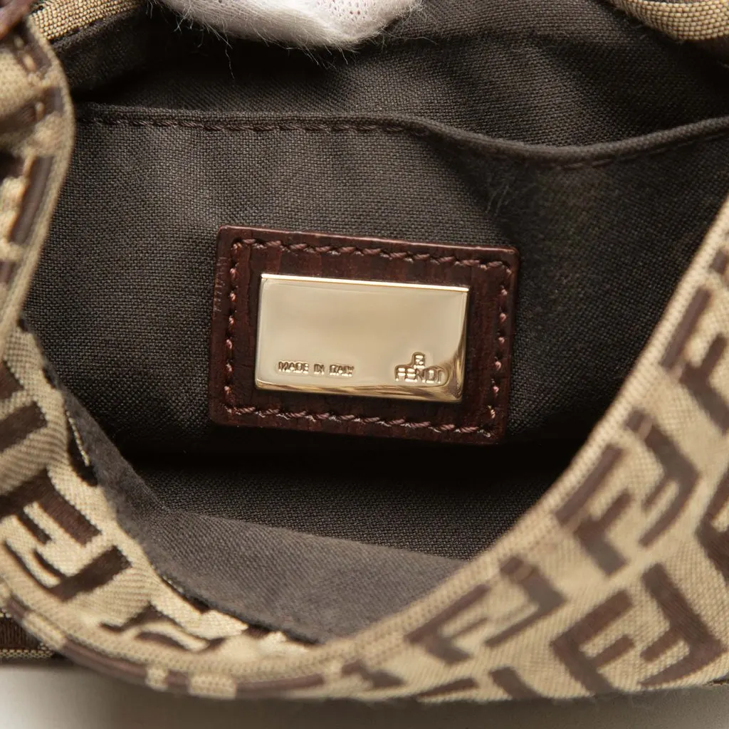 Fendi Zucchino Canvas Crossbody Brown Very good - Box View