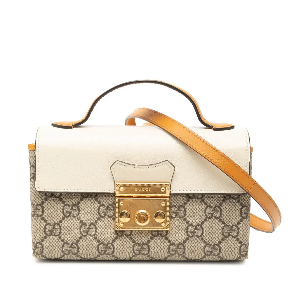 Gucci Mini GG Supreme Padlock Satchel Beige Very good - Front View